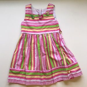Bonnie Jean pink, green & yellow stripe 4T dress
